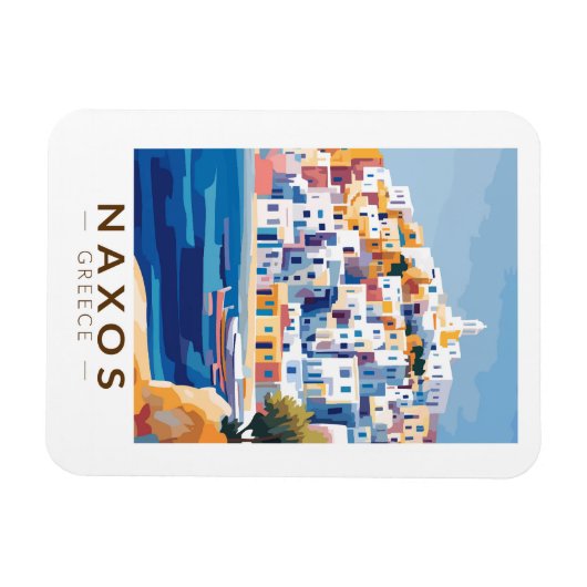 ナクソスギリシャイラストレーショントラベルアートヴィンテージ マグネット (横)