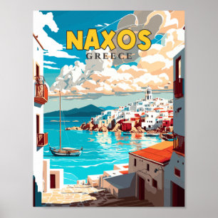 ナクソスギリシャヴィンテージ旅行イラストレーション ポスター