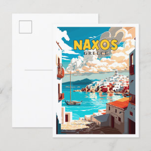ナクソスギリシャヴィンテージ旅行イラストレーション ポストカード