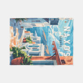 ナクソスギリシャ旅行アートヴィンテージ フリースブランケット (正面(横))