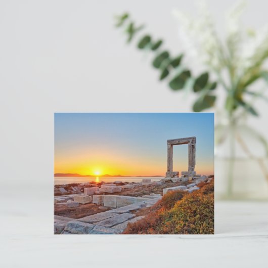 ナクソス島のチョラにあるポルタラからの夕日 ポストカード (スタンド正面)