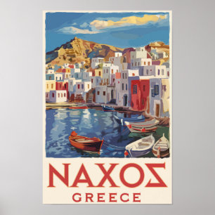 ナクソス ギリシャ 画家のような旅行アート ヴィンテージ ポスター