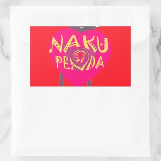 ナクフェンダラブアートスワヒリハートデザイン 長方形シール (バッグ)