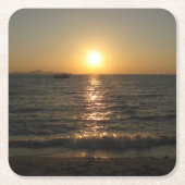 ナクラビーチサンセット…パタヤ、チョンブリ、タイ スクエアペーパーコースター (正面)