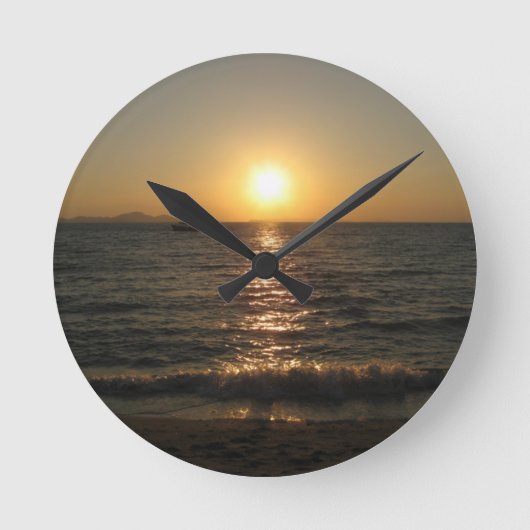 ナクラビーチサンセット…パタヤ、チョンブリ、タイ ラウンド壁時計 (正面)