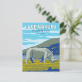 ナクル湖国立公園ホワイトライノセロス旅行 ポストカード (スタンド正面)