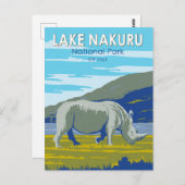 ナクル湖国立公園ホワイトライノセロス旅行 ポストカード (正面/裏面)