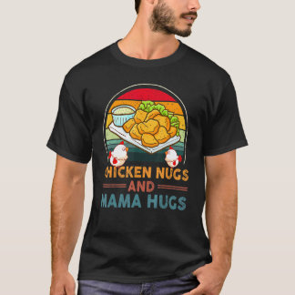 ナゲットのためのチキンナゲットとママのハグ レトロなヴィンテージ Tシャツ
