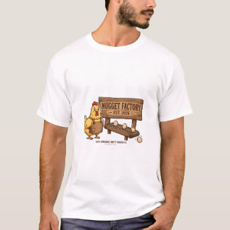 ナゲット工場 面白いニワトリ飼育者Tシャツ Tシャツ