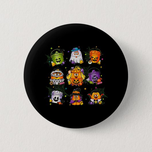 ナゲッ不気味ト食事バケツハロウィンチキンナージュ 缶バッジ (正面)