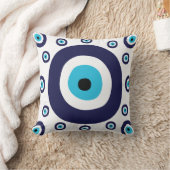 ナザリネイビースタイリッシュブルーアクアエブナルアイラッキーチャーム クッション (ブランケット)