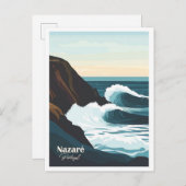 ナザレポルトガルアートワークトラベルプレイスイラストレーション ポストカード (正面/裏面)