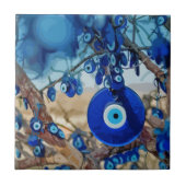 ナザールと木の飾水色 タイル (正面)