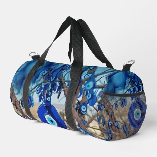 ナザールと木の飾水色 ダッフルバッグ (右コーナー)