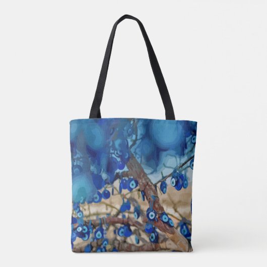 ナザールと木の飾水色 トートバッグ (裏面)