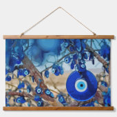 ナザールと木の飾水色 吊り下げ型タペストリー (正面)