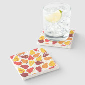 ナシが付いているパターン ストーンコースター (横)