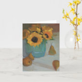 ナシが付いている陶磁器のポット-メッセージカードのヒマワリ カード (黄色い花)