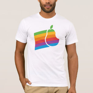 ナシのコンピューターのレトロのAppleのロゴのパロディのワイシャツ Tシャツ