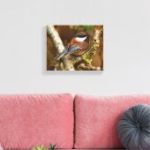 ナシの木にかわいい栗の《鳥》アメリカゴガラ キャンバスプリント (インサイチュ (リビング))