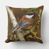 ナシの木にかわいい栗の《鳥》アメリカゴガラ クッション (正面)