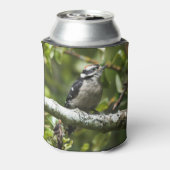 ナシの木にかわいい若いダウンの木ペッカー 缶クーラー (缶裏面)