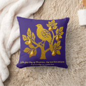 ナシの木にパトリッジ紫の金ゴールドクリスマス クッション (ブランケット)