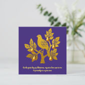 ナシの木にパトリッジ紫の金ゴールドクリスマス シーズンカード (スタンド正面)