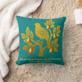 ナシの木に入ったパトリッジティール（緑がかった色）ブルーメリークリスマス クッション (ブランケット)