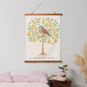 ナシの木に刺しゅうクリスマスパラトリッジ 吊り下げ型タペストリー (寝室)