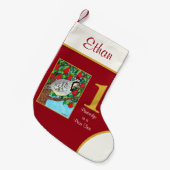 ナシの木に巣を作るかわいい動物たち名前をカスタムする スモールクリスマスストッキング (正面 (吊り時))