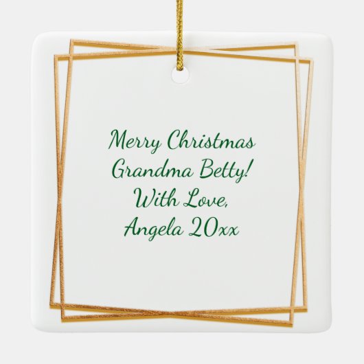 ナシの木のクリスマスのパーソナライズされた飾り セラミックオーナメント (裏面)