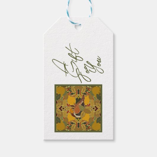 ナシの木のクリスマスの飾り ギフトタグ (正面)