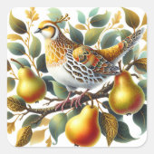 ナシの木のクリスマスの飾り スクエアシール (正面)