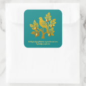 ナシの木の中のパトリッジティール（緑がかった色）ゴールデンクリスマス スクエアシール (バッグ)