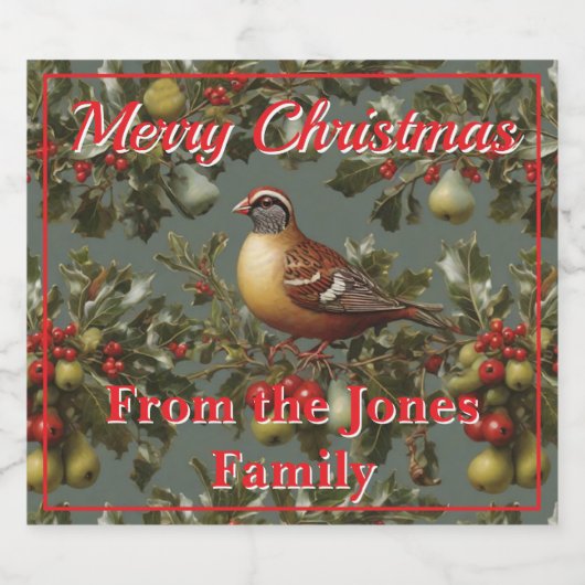 ナシの木の中のパトリッジ スパークリングワインラベル (シングルラベル)