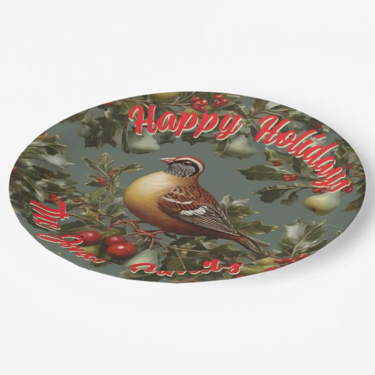 ナシの木の中のパトリッジ ペーパープレート (アングル)