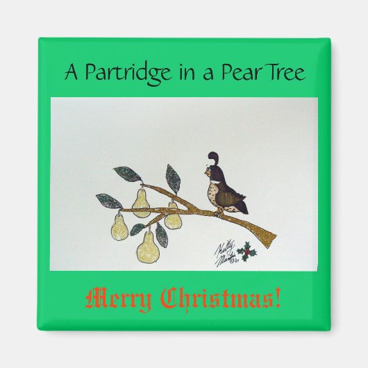 ナシの木の中のパトリッジ。 マグネット (正面)