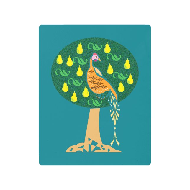 ナシの木の中のパラッジ メタルプリント (正面)