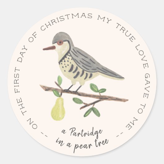 ナシの木の中の小枝 ラウンドシール (正面)