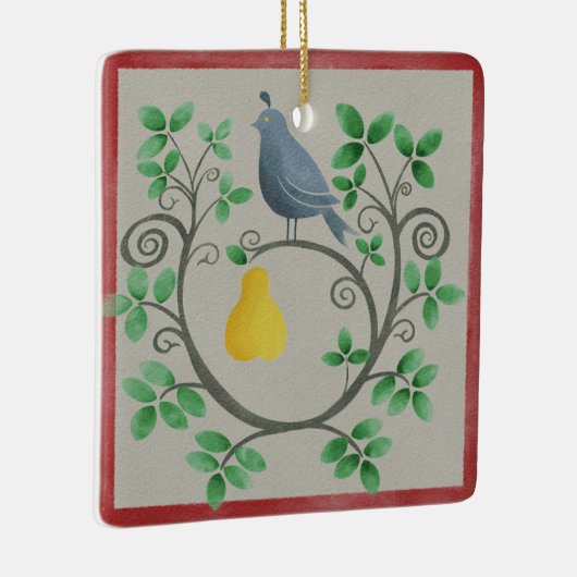 ナシの木の四角いオーナメント セラミックオーナメント (右)