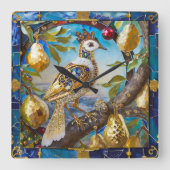 ナシの木の小枝 スクエア壁時計 (正面)