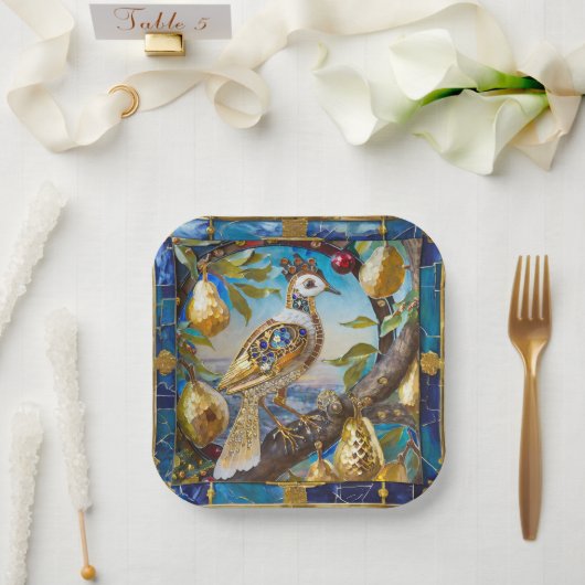 ナシの木の小枝 ペーパープレート (ウェディング)