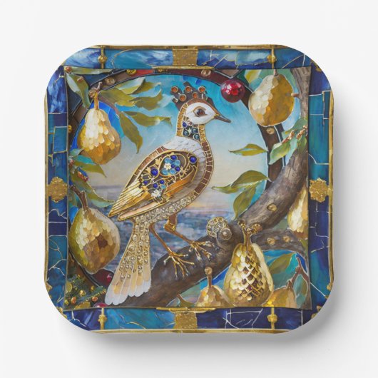 ナシの木の小枝 ペーパープレート (正面)