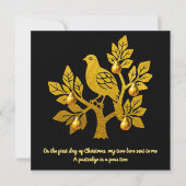 ナシの木の金ゴールドのクリスマスのエレガント飾り シーズンカード (正面)
