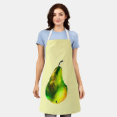 ナシの水色のグリーンフルーツ エプロン (着用した状態)