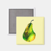 ナシの水色のグリーンフルーツ マグネット (正面/裏面)