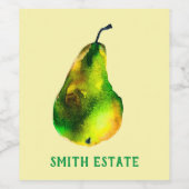 ナシの水色のグリーンフルーツ ワインラベル (シングルラベル)