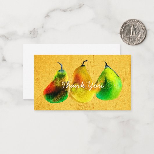 ナシの水色の緑のフルーツノートカード ノートカード (正面/裏面インサイチュ)
