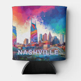 ナシカラフルビル抽象芸術アート 缶クーラー